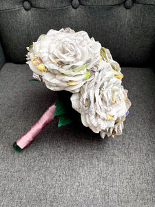 Bouquet made from pages of a preloved ‘Winnie the Pooh’s book’ Paper Roses, Weddings, Anniversary - Custom Orders Welcomed