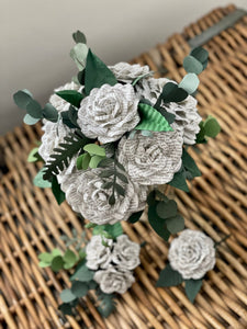 Bouquet Buttonholes made from book pages and paper - Buttonholes and bouquet options